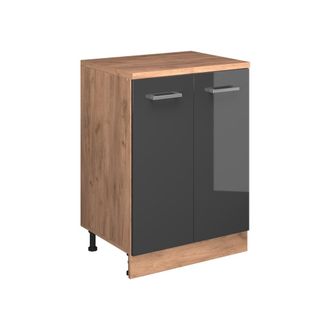 Vicco Armario De Cocina Para Techo Inclinado R-line, Antracita Alto Brillo, 60 Cm Sin Inclinaci&oacute;n Con 2 Puertas, Vicco