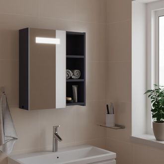 vidaXL Mueble De Ba&ntilde;o Con Espejo Y Luz Led Gris 45x13x52 Cm Vidaxl