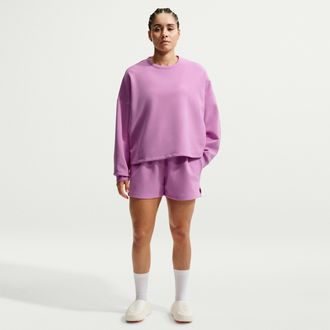 Nike Womens 24.7 ImpossiblySoft Dri-FIT Mid-Rise Loose 4 Shorts in Purple | HQ8179-503