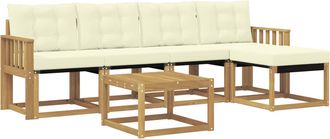 vidaXL Conjunto De Sof&aacute;s De Exterior 6 Uds. Blanco Y Crema Vidaxl