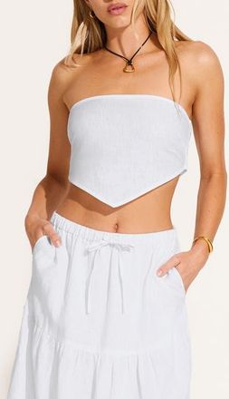 Vitamin A Joni Scarf Strapless Crop Top in White at Nordstrom, Size X-Small