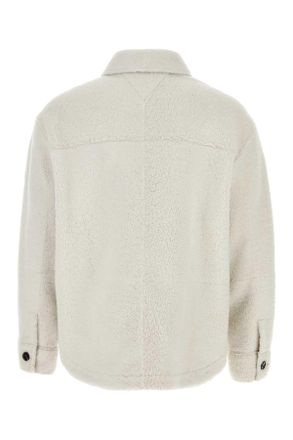 Bottega Veneta Mens Chalk Shearling Oversize Shirt Popcorn Exterior: Lamb Fur Camicie