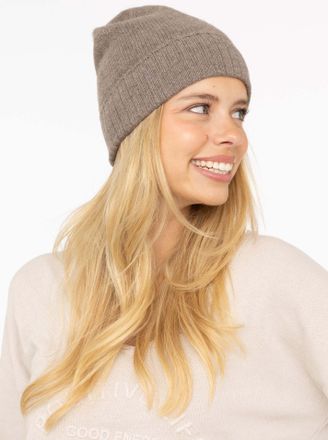 Zwillingsherz Strickm&uuml;tze ZWILLINGSHERZ, Damen, beige (taupe), Strick, Kaschmir, M&uuml;tzen Strickm&uuml;tze, Feinstrick, breiter geripptem Umschlag