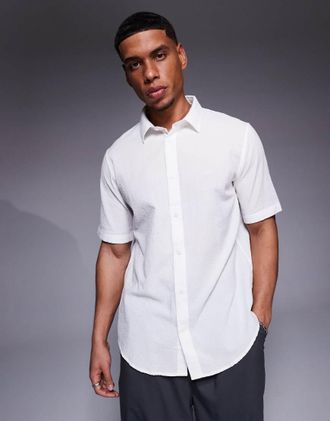 A|X Armani Exchange short sleeve textured shirt in white