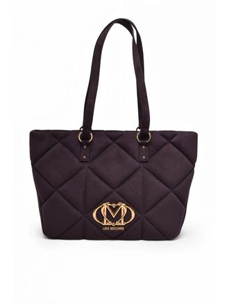 Love Moschino Purple Quilted Suede-Effect Zip Polyester-Blend Tote Bag