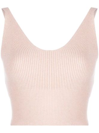 PESERICO ribbed-knit U-neck tank top - women - Silk/Viscose/Cashmere/Polyester/Virgin Wool - 42 - Pink
