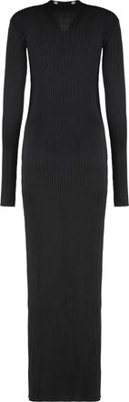 The Attico Womens Long Knitted Cardigan Black Viscose Cardigans Sweater