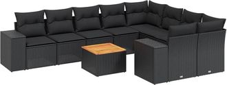 vidaXL Vidaxl - Set Divani Da Giardino 10pz Con Cuscini In Polyrattan Nero