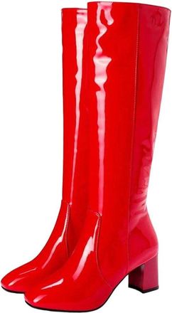 Generic Womens Knee High Boots Square Toe Elegant Side Zipper Winter Party Office Long Boot