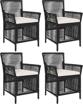 vidaXL Silla De Exterior 4 Uds. Negro Y Crema Rat&aacute;n Sint&eacute;tico Vidaxl