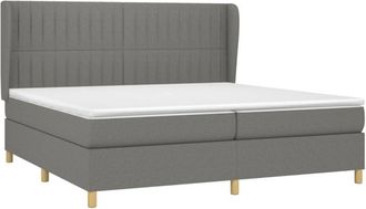 vidaXL Vidaxl - Cama Box Spring Con Colch&oacute;n Tela Gris Oscuro 200x200 Cm