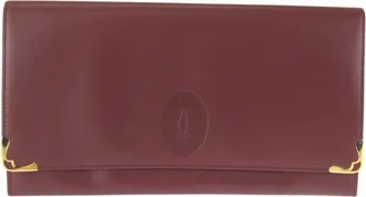 Cartier Bordeaux Wine Red Leather Clutch Bag (Pre-Owned)