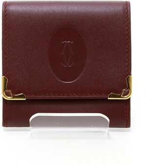 Cartier Must Bordeaux Leather Coin Purse/Coin Case (Pre-Owned)