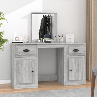 Berkfield Home Dressing Table with Mirror Grey Sonoma 130x50x132.5 cm