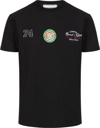 Iceberg Slim fit katoenen jersey T-shirt - Heren - T-shirts - Zwart - L - Katoen - Tops