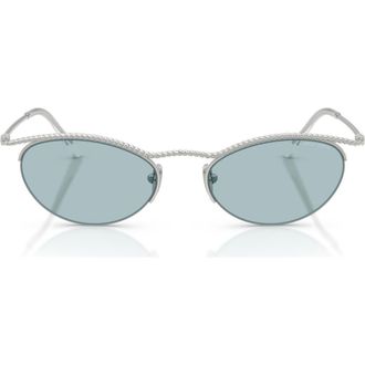 A|X Armani Exchange 50mm Semi Rimless Butterfly Sunglasses in Silver /Blue at Nordstrom
