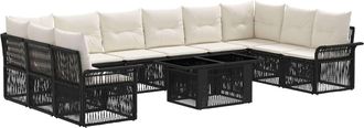 vidaXL Conjunto De Sof&aacute;s De Jard&iacute;n 11 Uds. Negro Y Blanco Crema Vidaxl