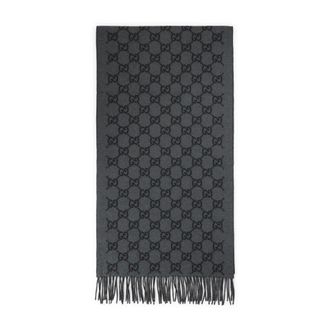 Gucci Cashmere Scarf with GG Logo Jacquard - male - Gucci - Winter Scarves - Multicolor - ONE SIZE - Accessories