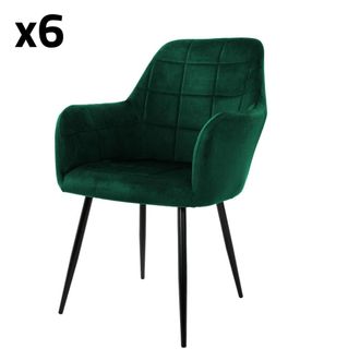 ML Design Juego de 6 sillas de comedor verde oscuro