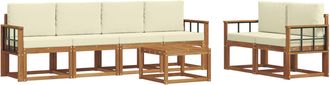 vidaXL Conjunto De Sof&aacute;s De Exterior 7 Uds. Natural Y Crema Vidaxl