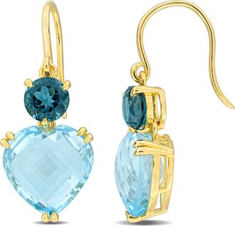 Mimi & Max 25 5/8ct TGW Sky Blue & London Blue Topaz Shepherd Hook Earrings in Yellow Plated Silver