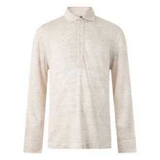 Fedeli Five ML Long Sleeve Polo - Heren - Tops - Beige - Maat: XL Linnen