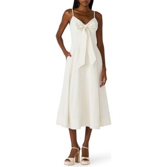 Steve Madden Luna Bow Front Sleeveless Midi Dress in Heather Linen at Nordstrom, Size 10