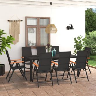 vidaXL Juego De Comedor Para Jard&iacute;n 9 Piezas Negro Y Marr&oacute;n Vidaxl
