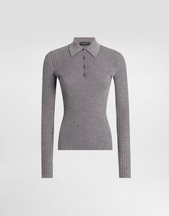 Dolce & Gabbana Ribbed Wool Pullover - Woman Sweaters And Cardigans Gray 38