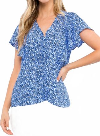 THML Clothing Ditsy Floral Blouse In Blue