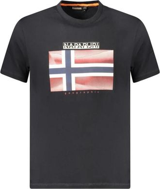 Napapijri Zwarte Katoenen Heren T-shirt - Heren - T-shirts - Zwart - S - Katoen - Tops