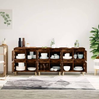 Berkfield Home Sideboards 3 pcs Smoked Oak 60x35x70 cm Engineered Wood in Brown | Size: 60 x 35 x 70 cm