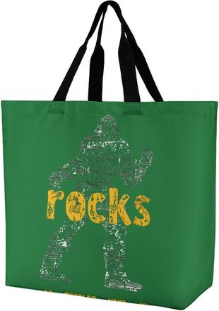 Generic Bigfoot Rock And Roll Tote Bag Reusable Grocery Shopping Bags Large Travel One Shoulder Handbag for Picnic Work