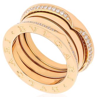 Bulgari 18 kt Yellow Gold B.zero1 Three-Band Ring, Size 50