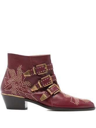 Chlo&eacute; Susan studded-embellished boots - Red