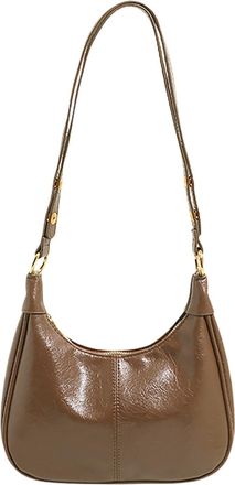 Generic Stylish Retro Women Shoulder Bag PU Leather Small Tote Handbag Purse For Daily Use And Commuting (Brown, 25cm)