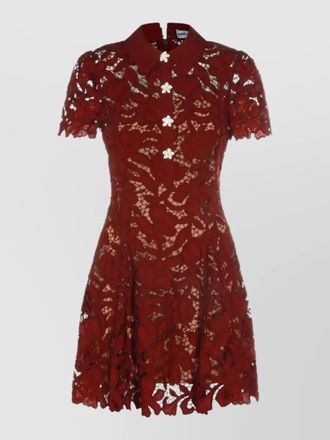 Self Portrait short sleeve lace mini dress buttons