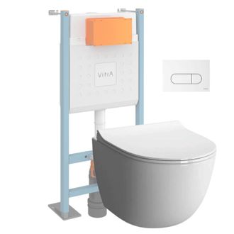 Vitra Pack Inodoro Suspendido Vitra Sento Blanco + Estructura De Pie V-fix Core + Placa Redonda Blanca