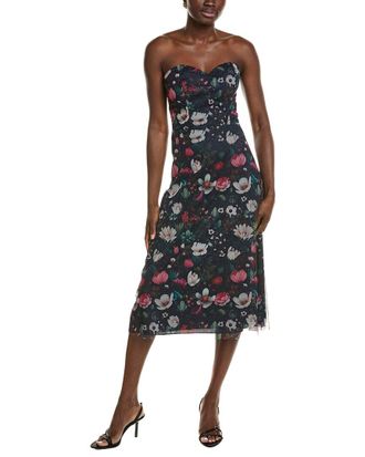 Rene Ruiz Sweetheart Embroidered Tulle Midi Dress