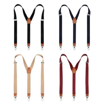 Alizeal Mens 2.5cm Y Shape Braces Adult Adjustable 3-hook Suspender 4 Pcs Set, 082-05