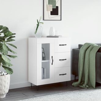 vidaXL Vidaxl - Aparador De Madera Contrachapada Blanco Brillante 69,5x34x90 Cm