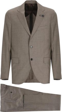 Lardini Single Breasted Suit - Heren - Business pakken - Bruin - XL - Wol - Kostuums