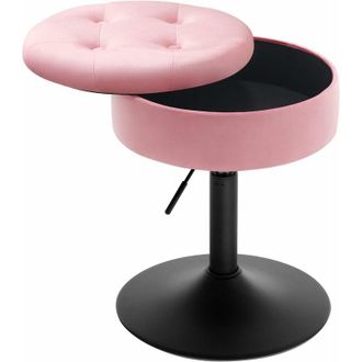 Woltu 1x Height Adjustable 360&deg;Rotatable Padded Swivel Comfortable Upholstered Seating with Storage, Pink - Woltu