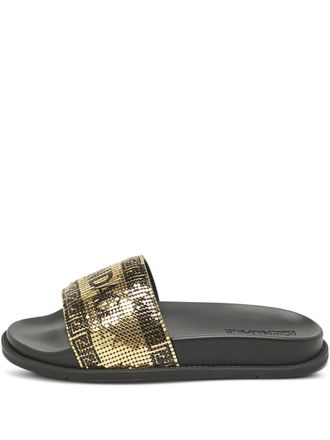 Fendi x Versace mesh logo slides - Black