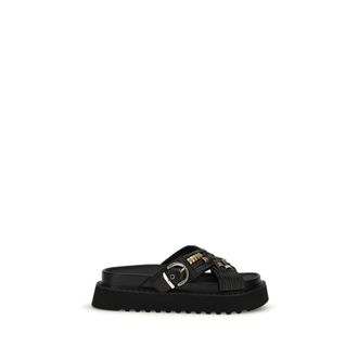 Pinko Black Goatskin Platform Womens Sandals