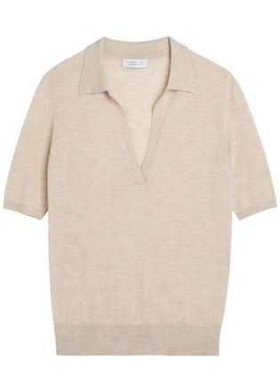 Gabriela Hearst Frank Cashmere and Silk-blend Polo top - Beige - S (UK8-10 / S)