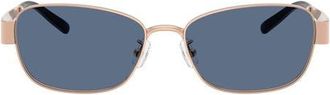 Tory Burch 55mm Gradient Polarized Rectangular Sunglasses in Light Rose Gold /Blue at Nordstrom