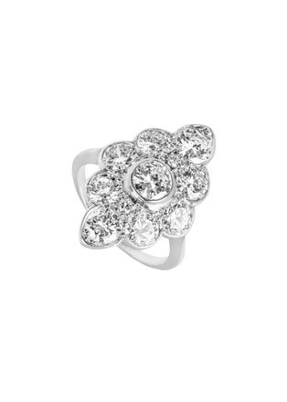 Bespoke 18k White Gold Diamon Navette Ring