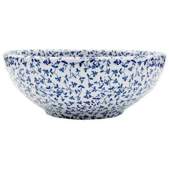 Berkfield Home Countertop Basin White & Blue Round OE&para;41x14 cm Ceramic | Size: 41x14 cm