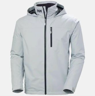 Helly Hansen Mens Crew Hooded Jacket In Grey Fog